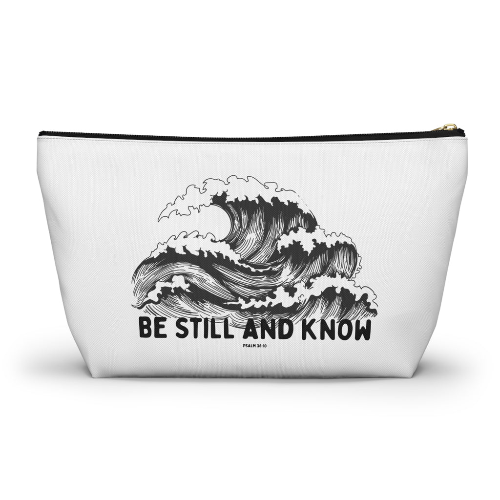 Be Still and Know Accessory Pouch — Japanese Wave Art (Psalm 46:10)