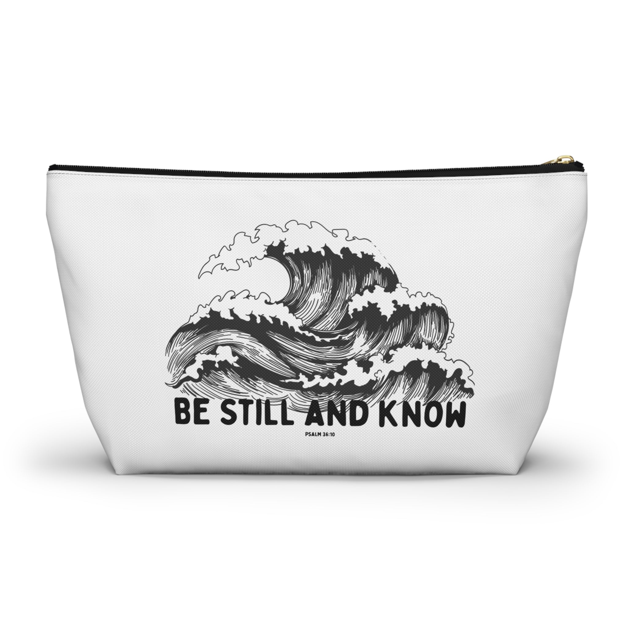 Be Still and Know Accessory Pouch — Japanese Wave Art (Psalm 46:10)