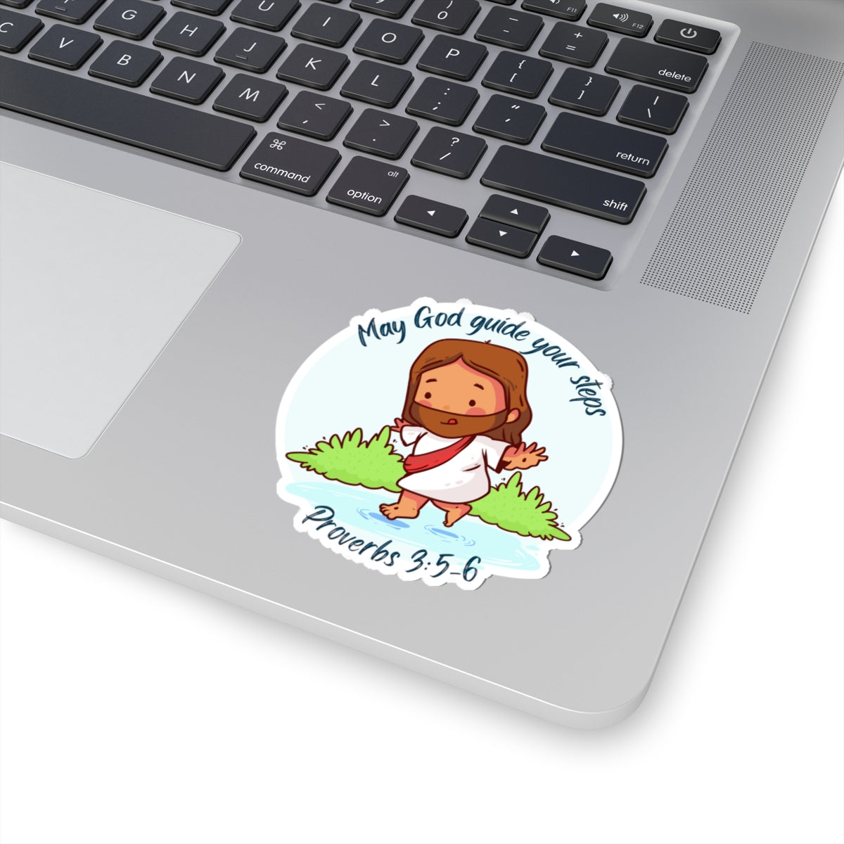 Jesus Sticker — “May God Guide Your Steps” (Proverbs 3:5-6) Kiss-Cut