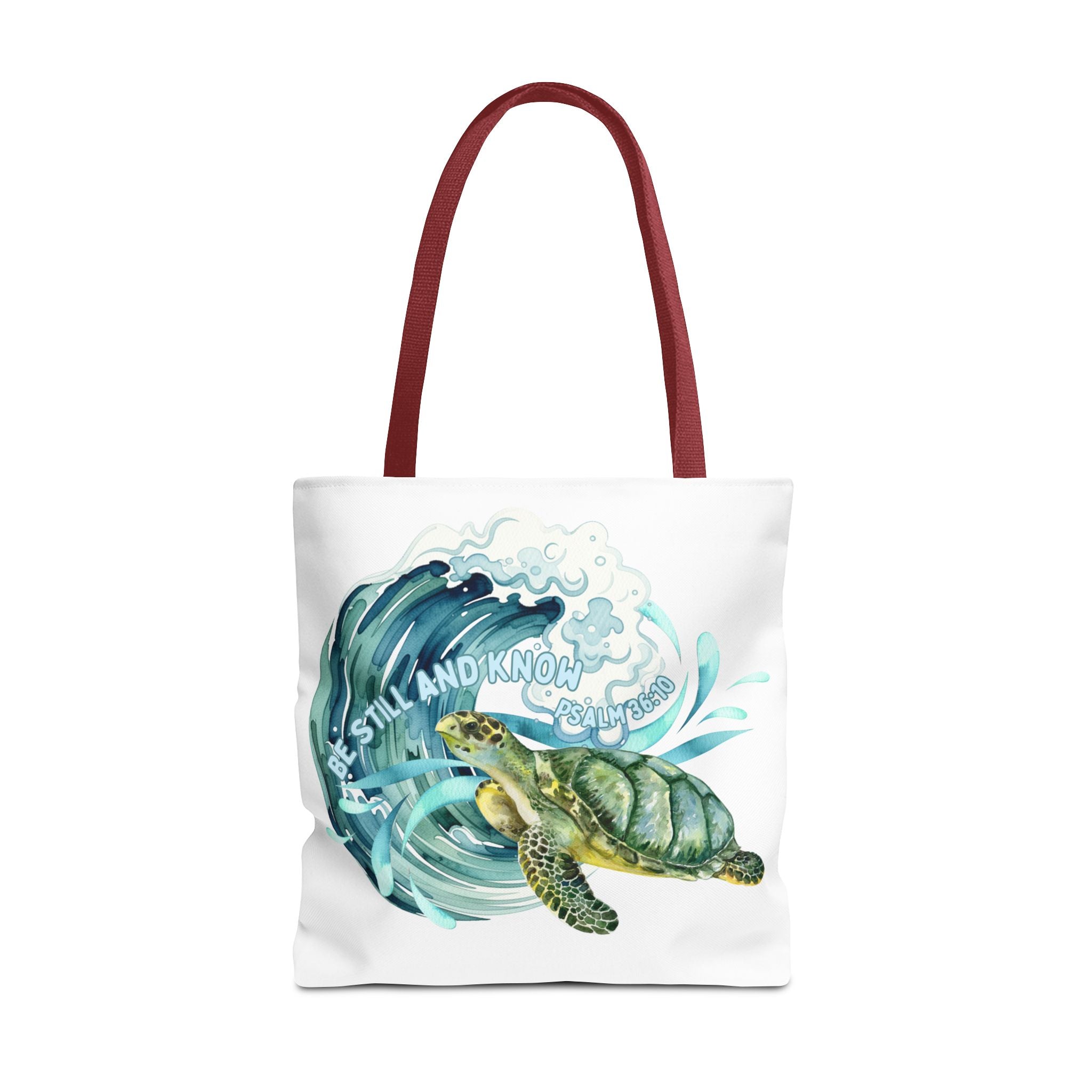 Sea Turtle Wave Tote Bag — "Be Still and Know" Ocean Eco Shopper