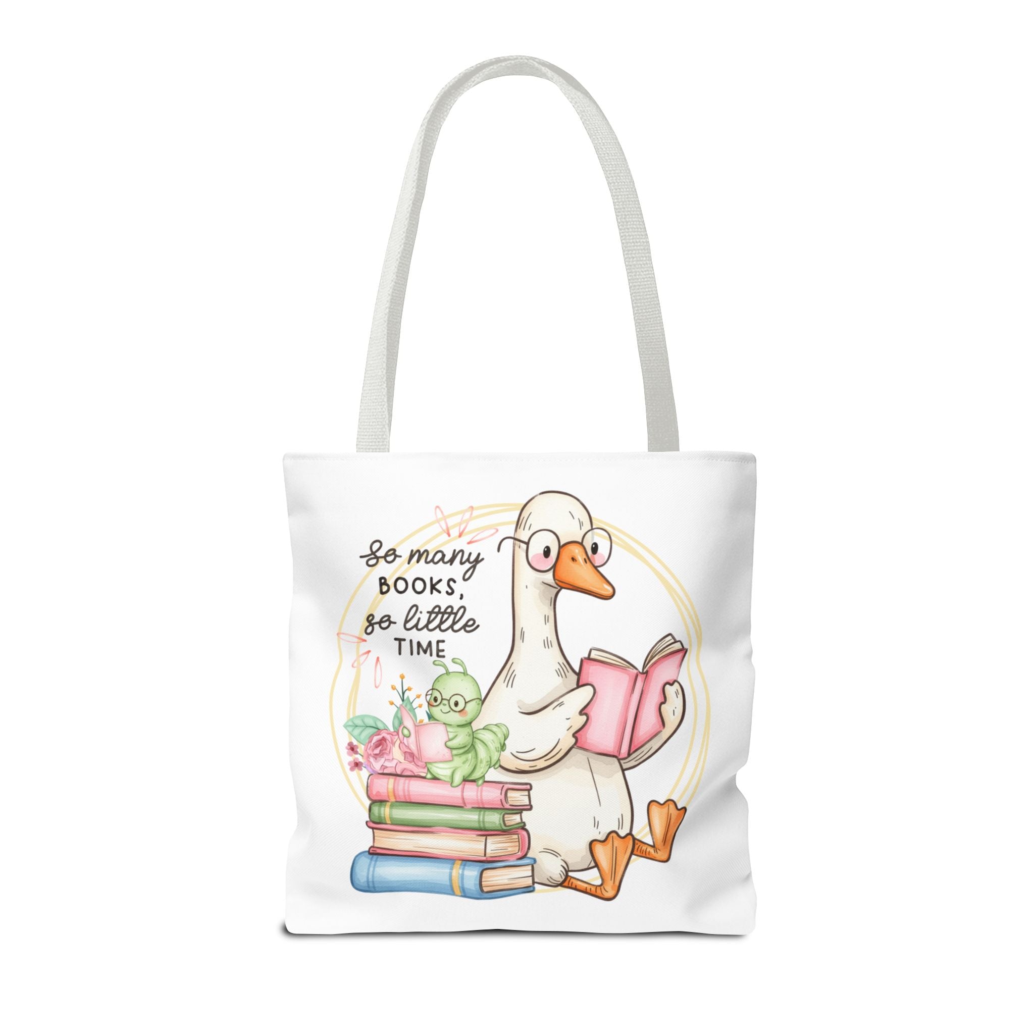 Reading Goose Tote Bag — "So Many Books, So Little Time" Cute Booklover Carryall