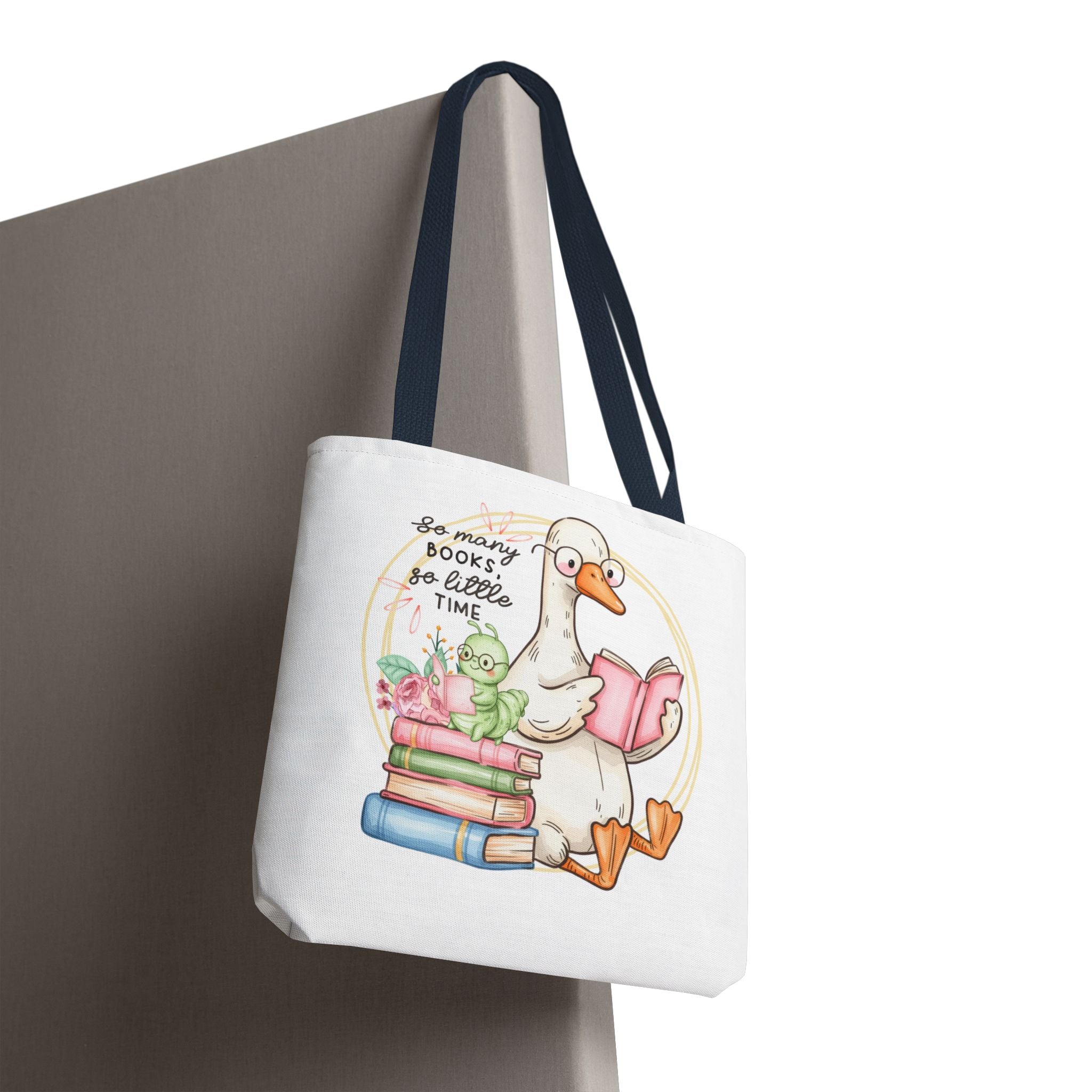 Reading Goose Tote Bag — "So Many Books, So Little Time" Cute Booklover Carryall