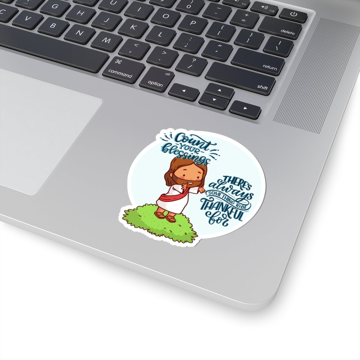 Religious Jesus 'Count Your Blessings' Kiss-Cut Sticker — Thankful Faith Design