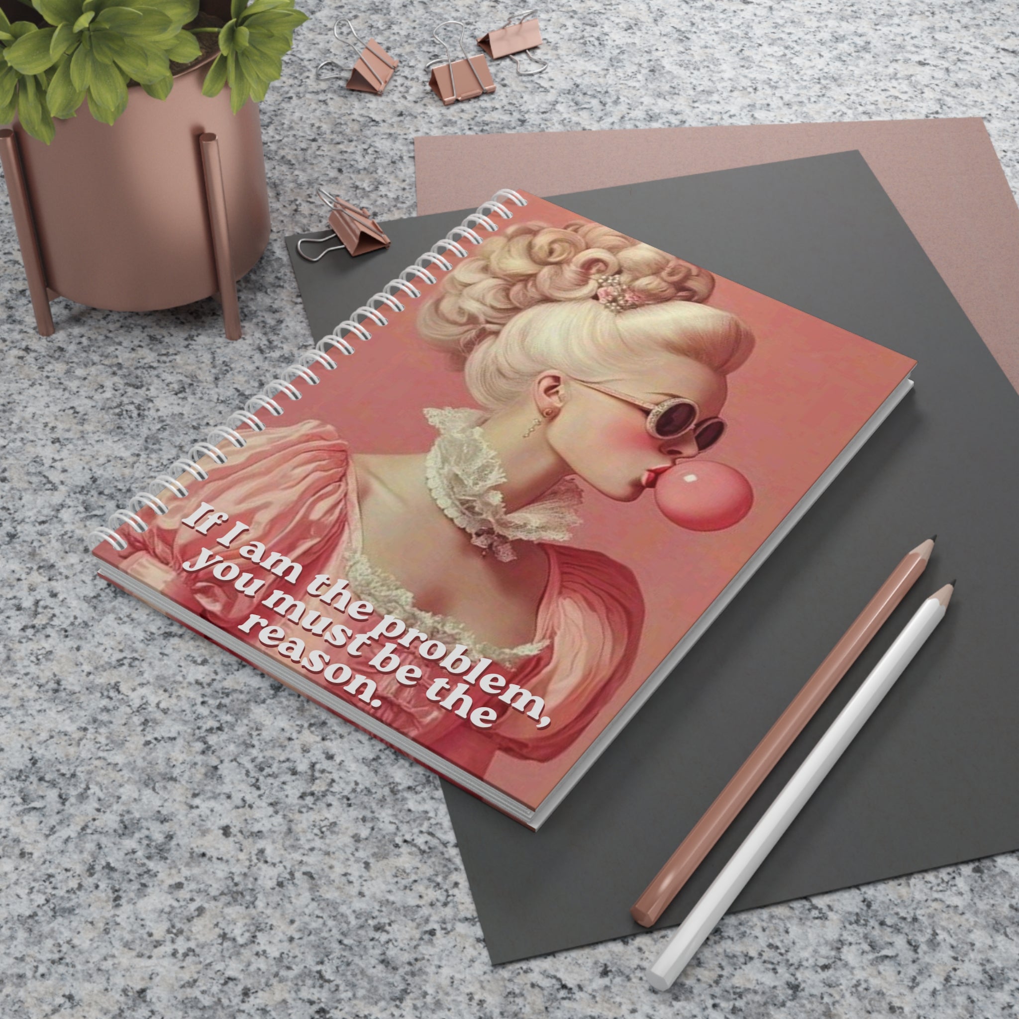Spiral Notebook — Vintage Rococo Bubblegum Portrait Journal