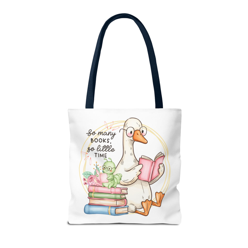 Reading Goose Tote Bag — "So Many Books, So Little Time" Cute Booklover Carryall