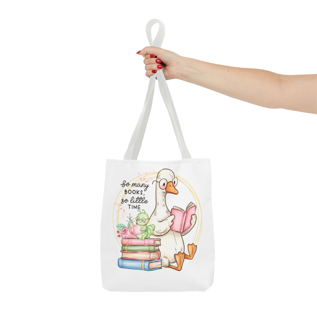 Reading Goose Tote Bag — "So Many Books, So Little Time" Cute Booklover Carryall