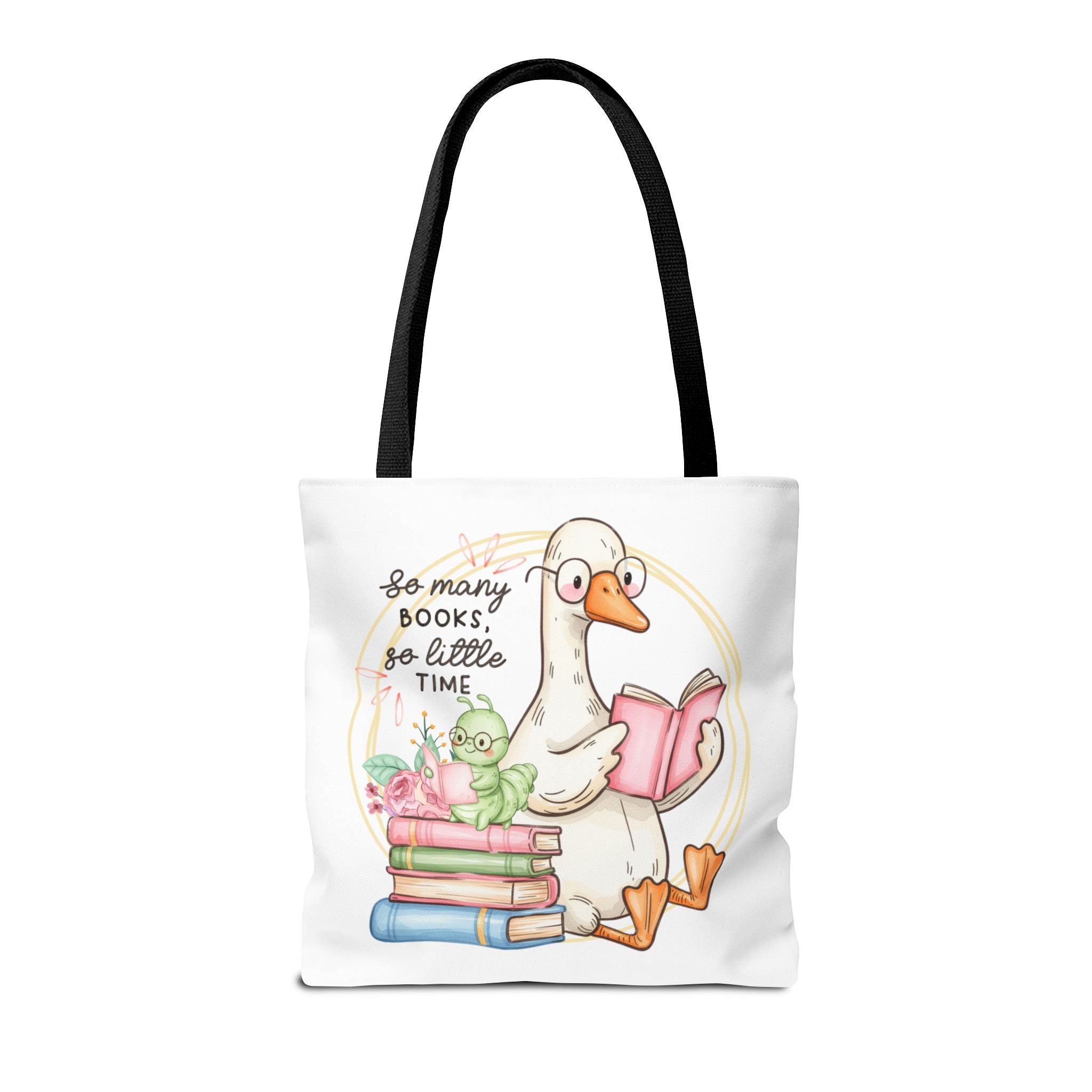 Reading Goose Tote Bag — "So Many Books, So Little Time" Cute Booklover Carryall
