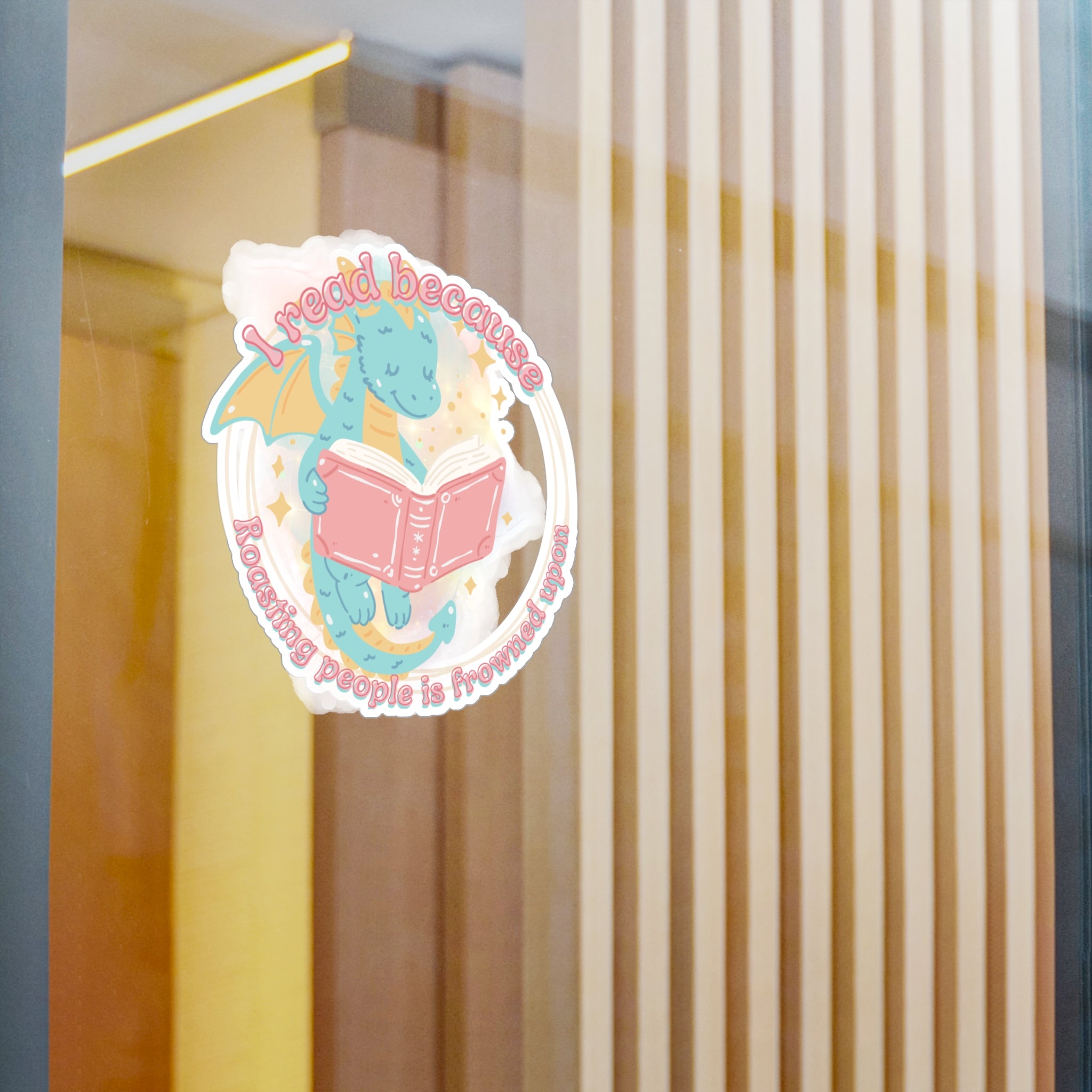 Reading Dragon Kiss-Cut Vinyl Sticker — "I read because roasting people is frowned upon"