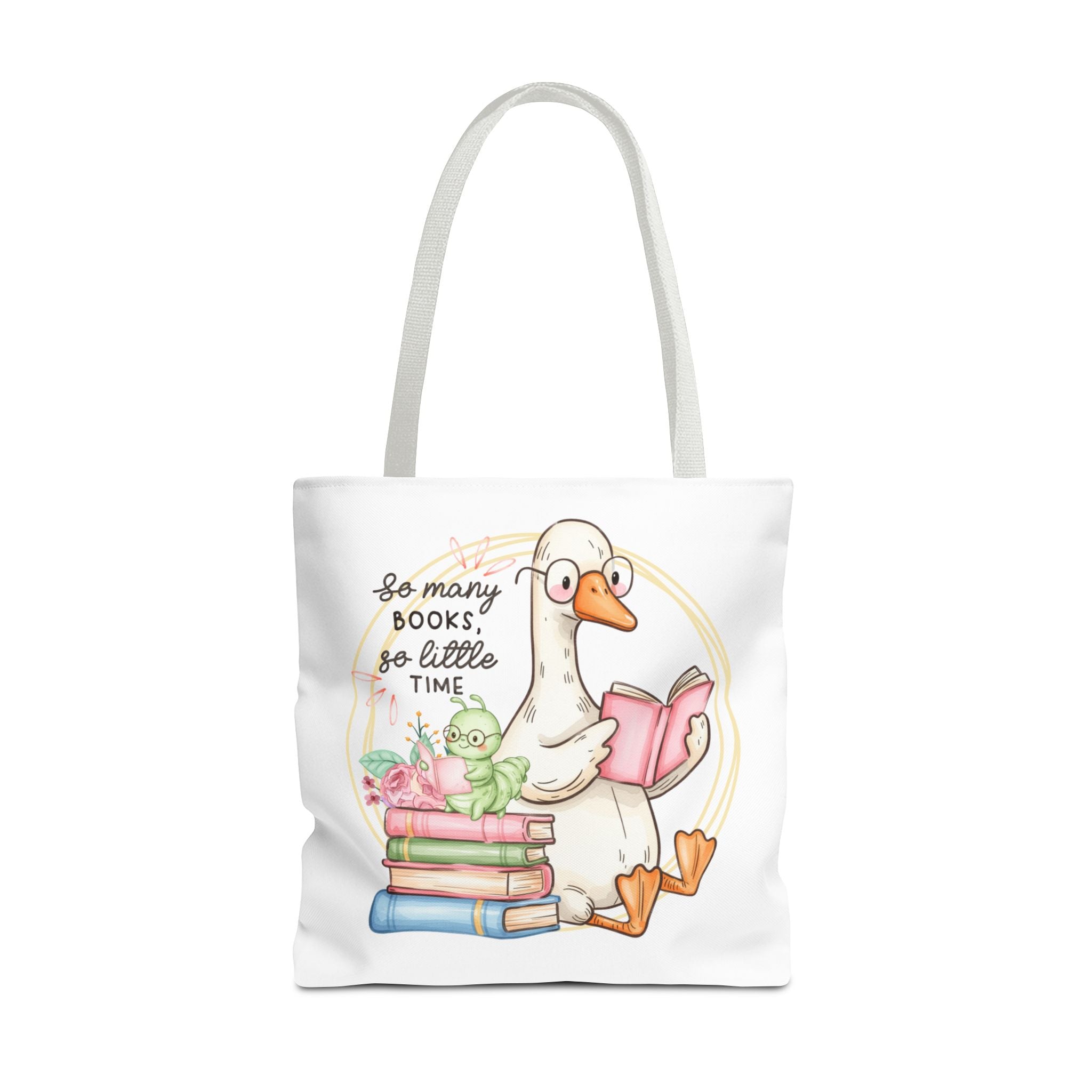 Reading Goose Tote Bag — "So Many Books, So Little Time" Cute Booklover Carryall