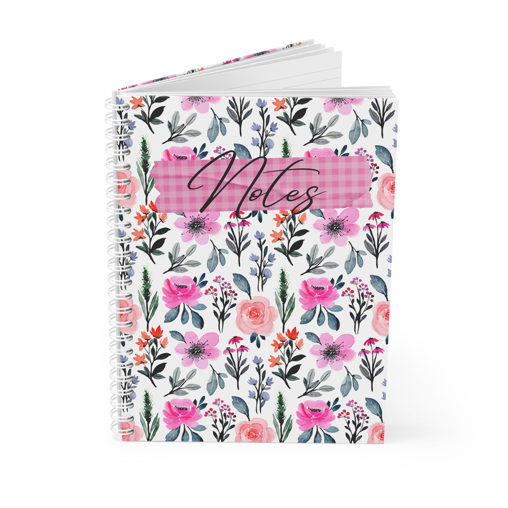 Floral Notes Spiral Notebook — Pink Watercolor Flowers Journal