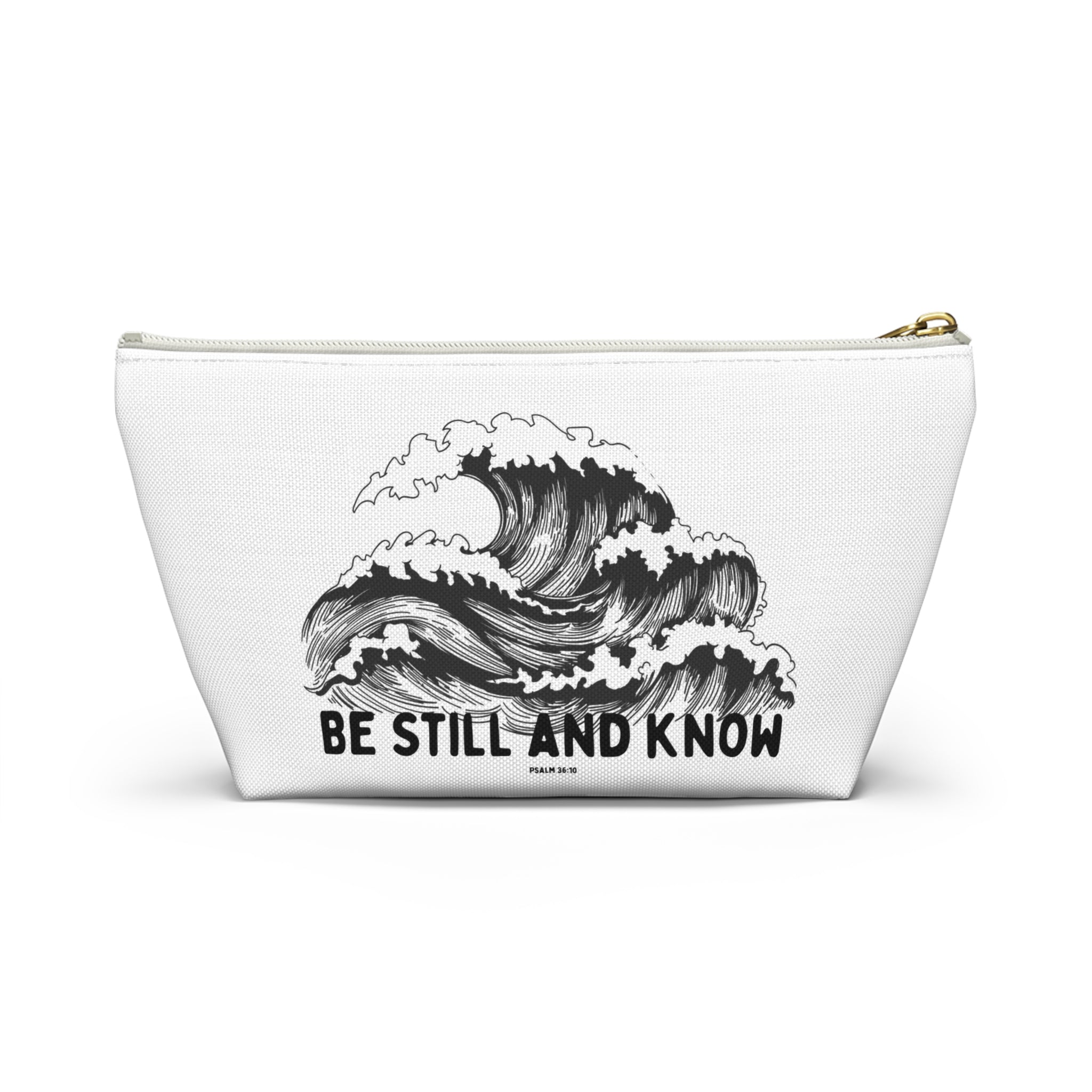 Be Still and Know Accessory Pouch — Japanese Wave Art (Psalm 46:10)