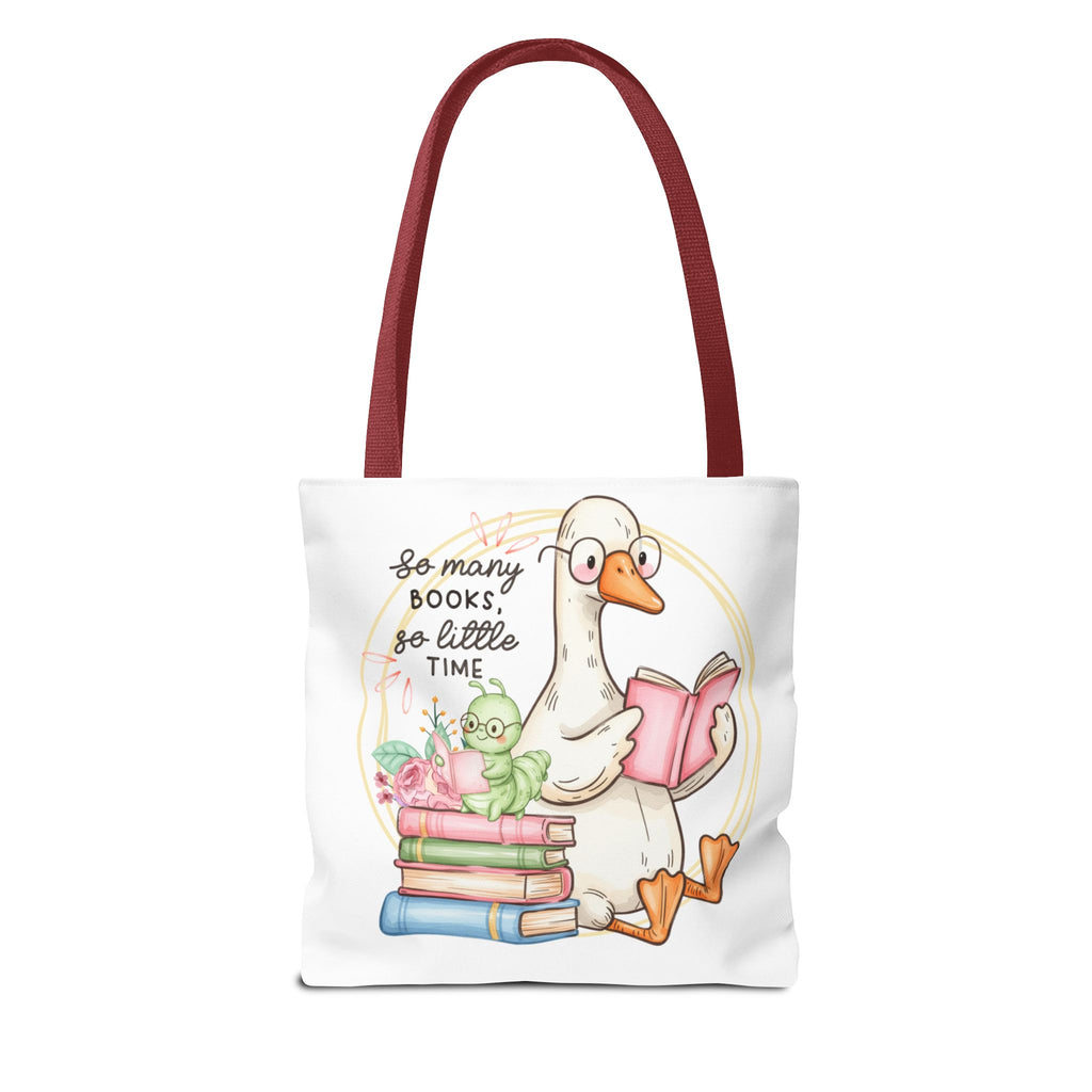 Reading Goose Tote Bag — "So Many Books, So Little Time" Cute Booklover Carryall