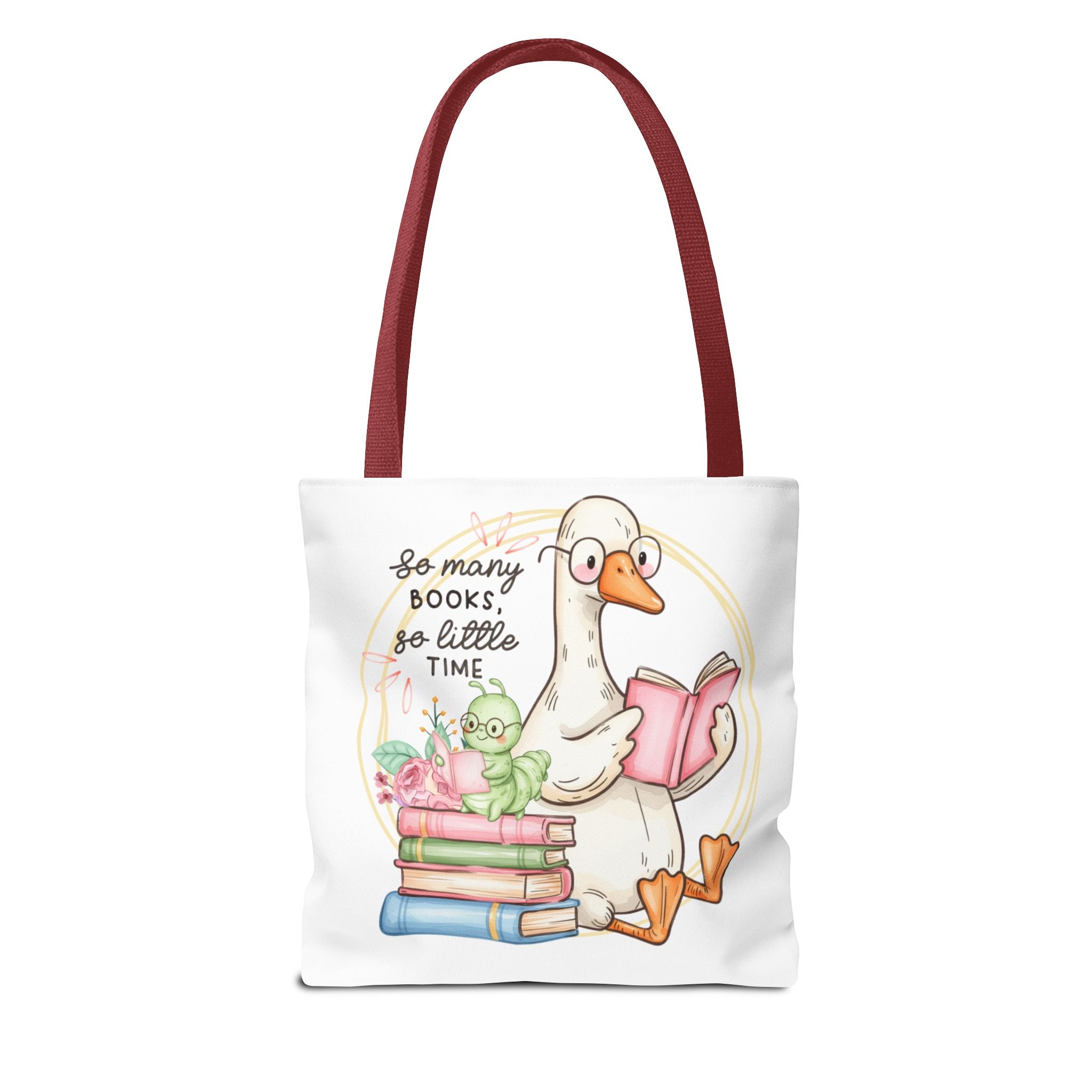 Reading Goose Tote Bag — "So Many Books, So Little Time" Cute Booklover Carryall