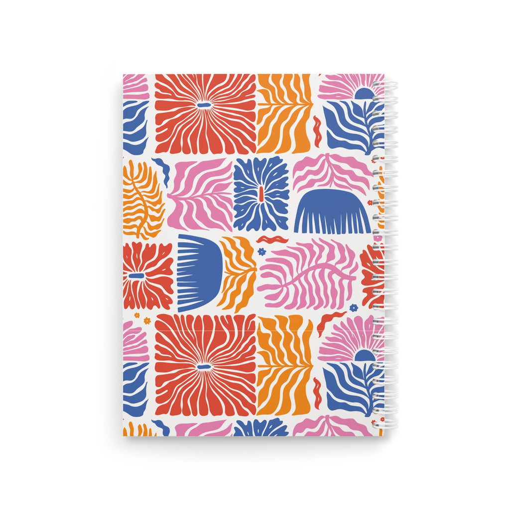 Spiral Notebook — Bold Floral Notes Journal (Colorful Pattern, "NOTES" Cover)
