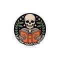 Skeleton Reading Vinyl Sticker – “Let Me Read in Peace” Kiss-Cut Decal