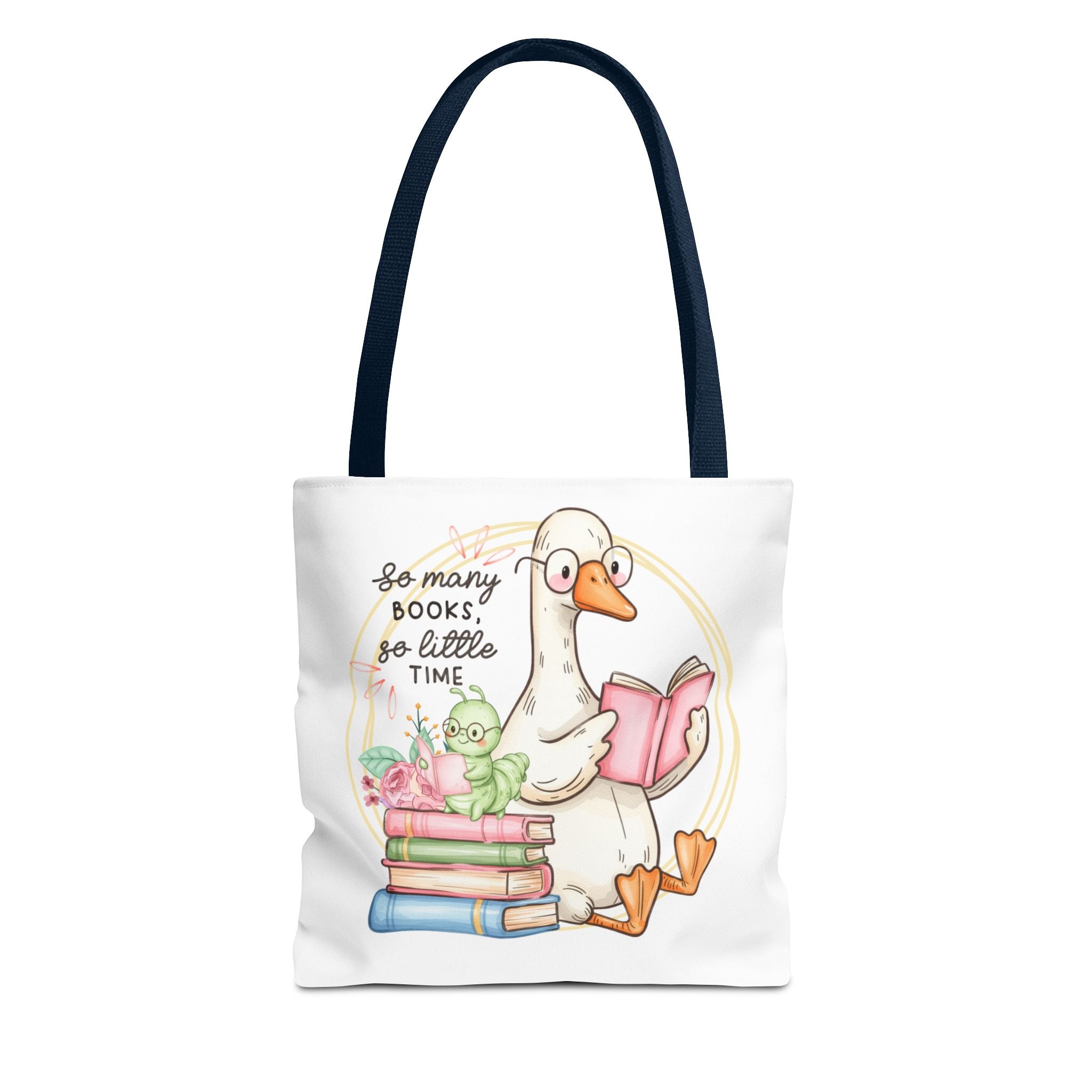 Reading Goose Tote Bag — "So Many Books, So Little Time" Cute Booklover Carryall