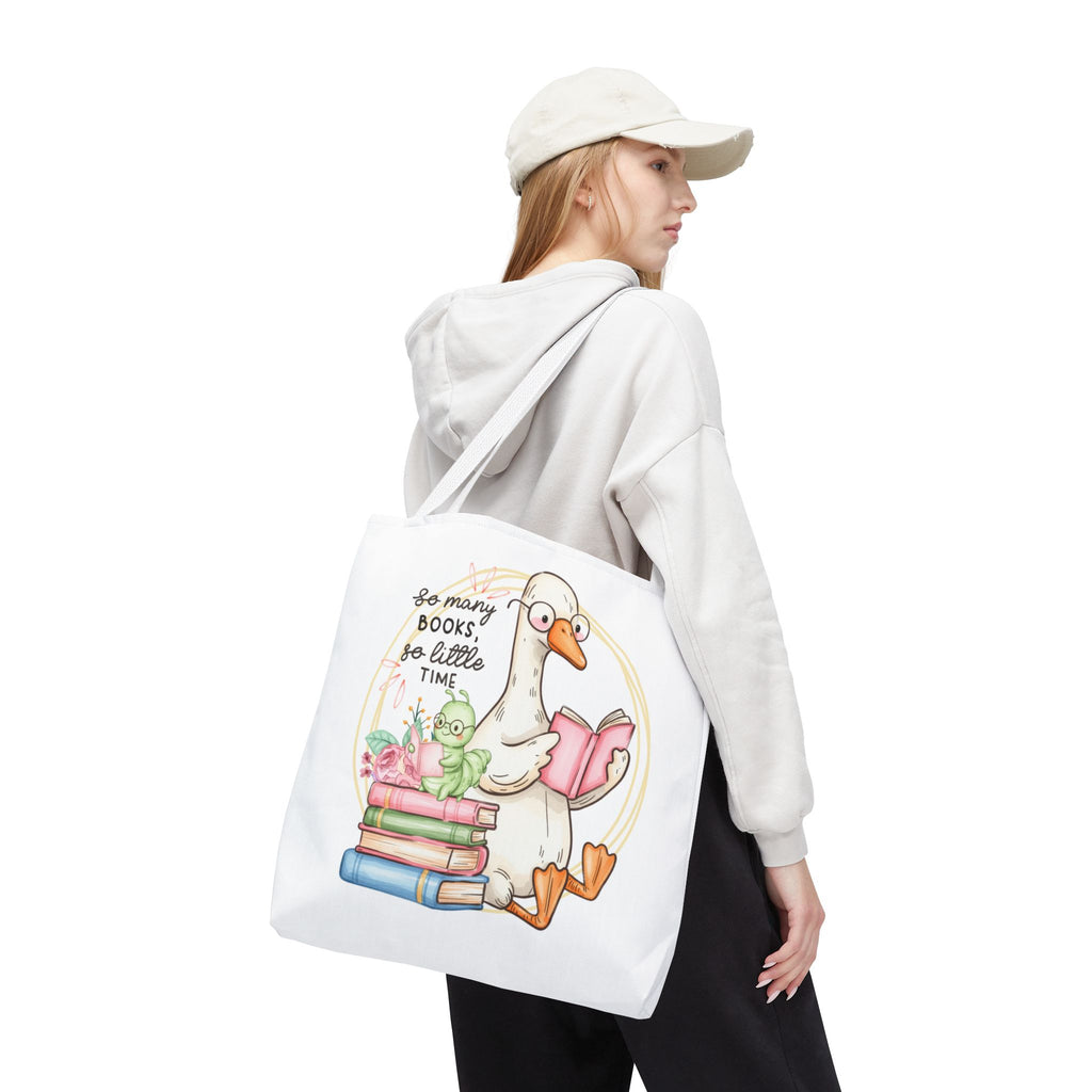 Reading Goose Tote Bag — "So Many Books, So Little Time" Cute Booklover Carryall