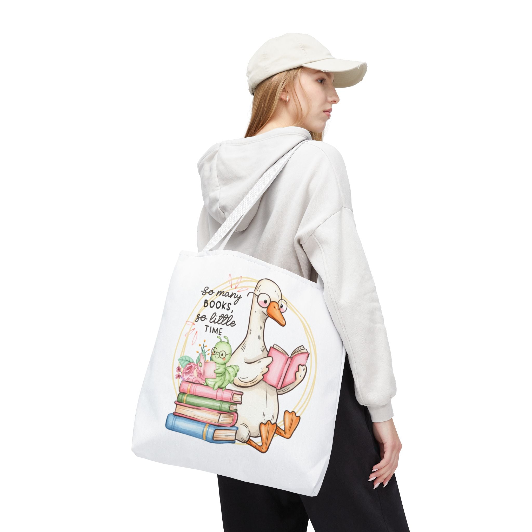 Reading Goose Tote Bag — "So Many Books, So Little Time" Cute Booklover Carryall