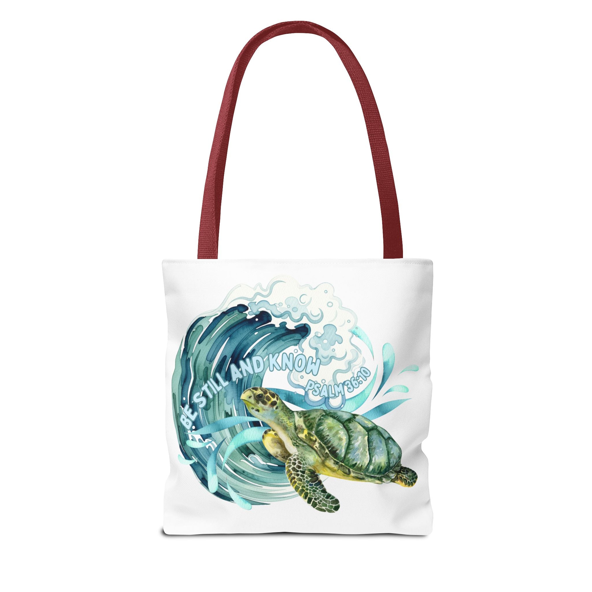 Sea Turtle Wave Tote Bag — "Be Still and Know" Ocean Eco Shopper