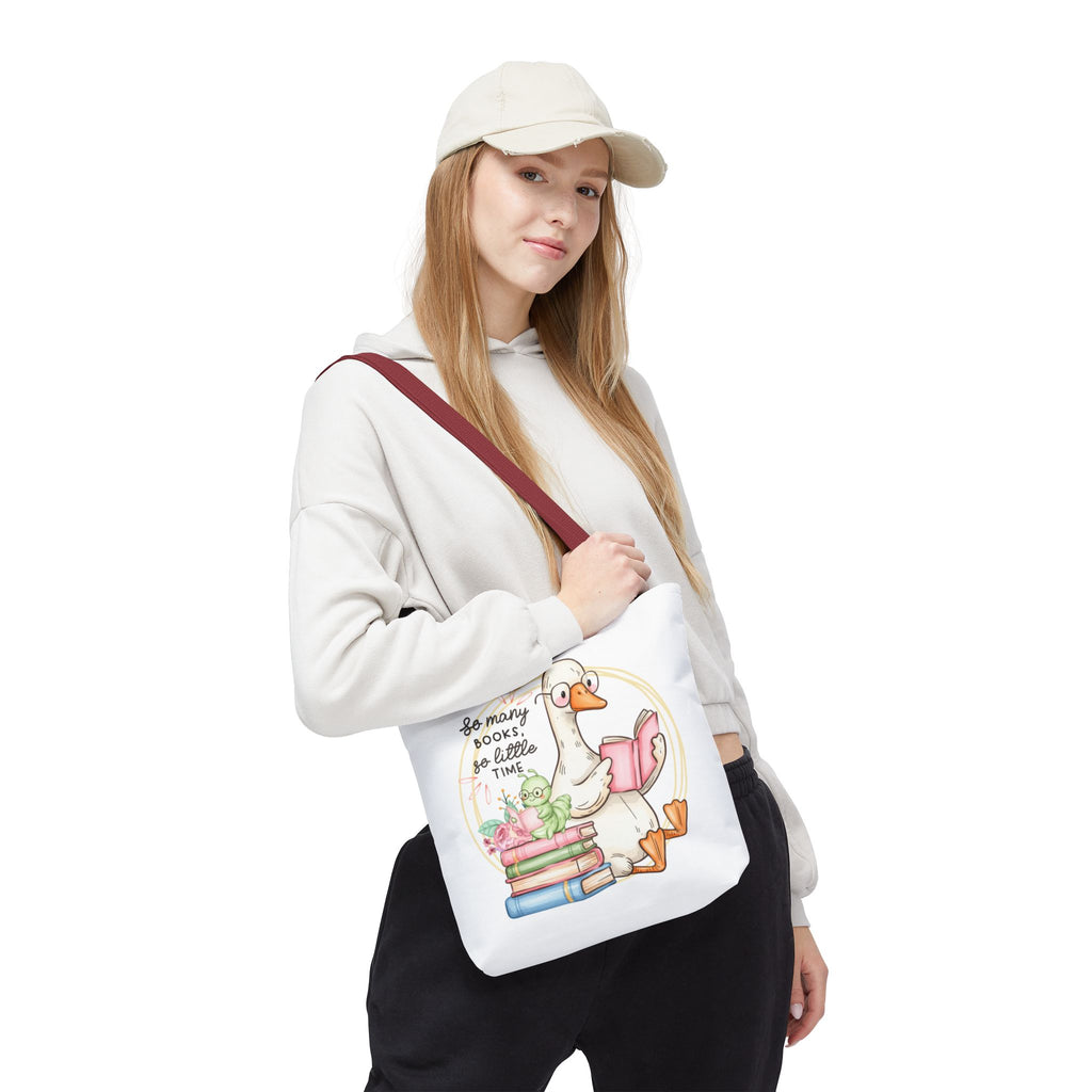Reading Goose Tote Bag — "So Many Books, So Little Time" Cute Booklover Carryall