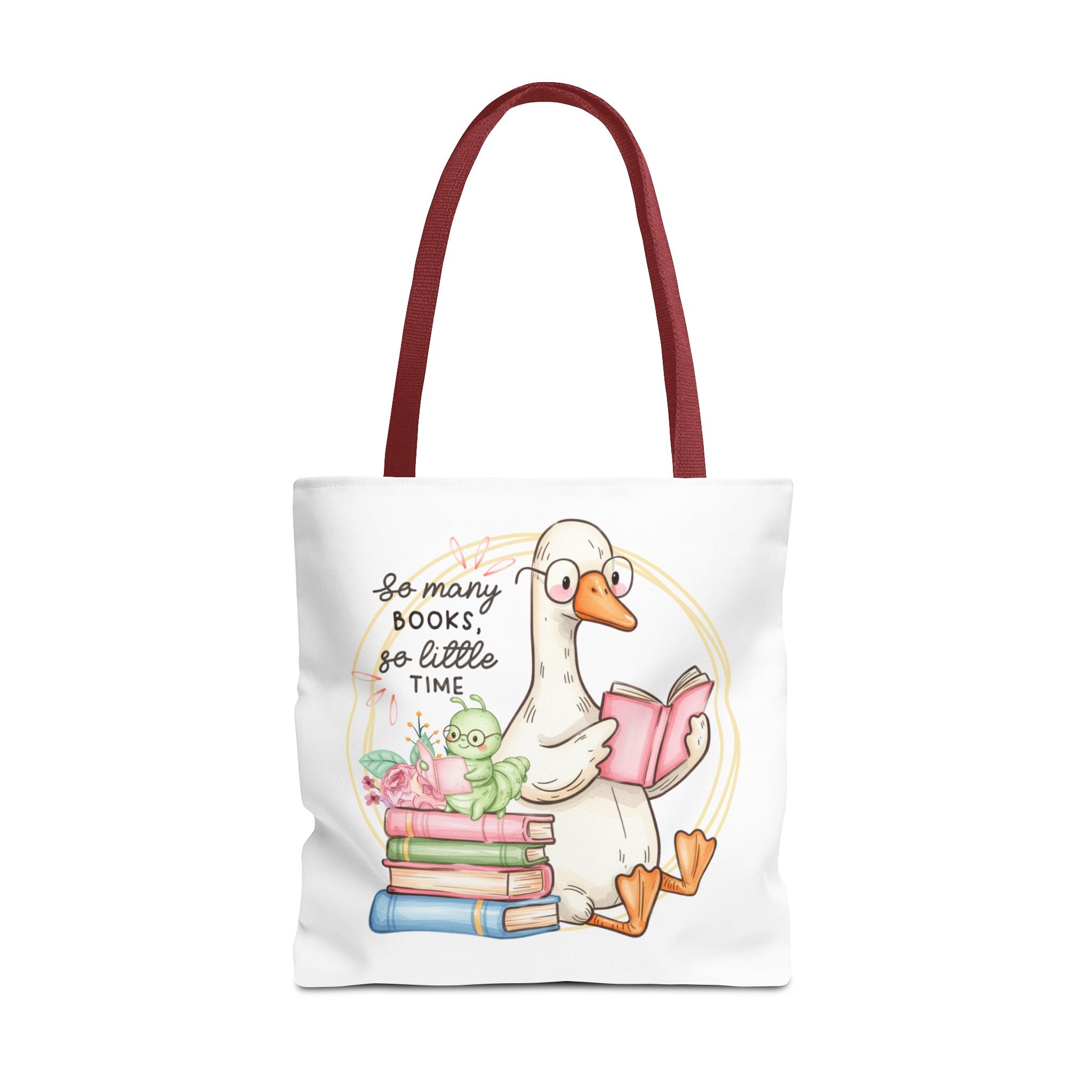 Reading Goose Tote Bag — "So Many Books, So Little Time" Cute Booklover Carryall