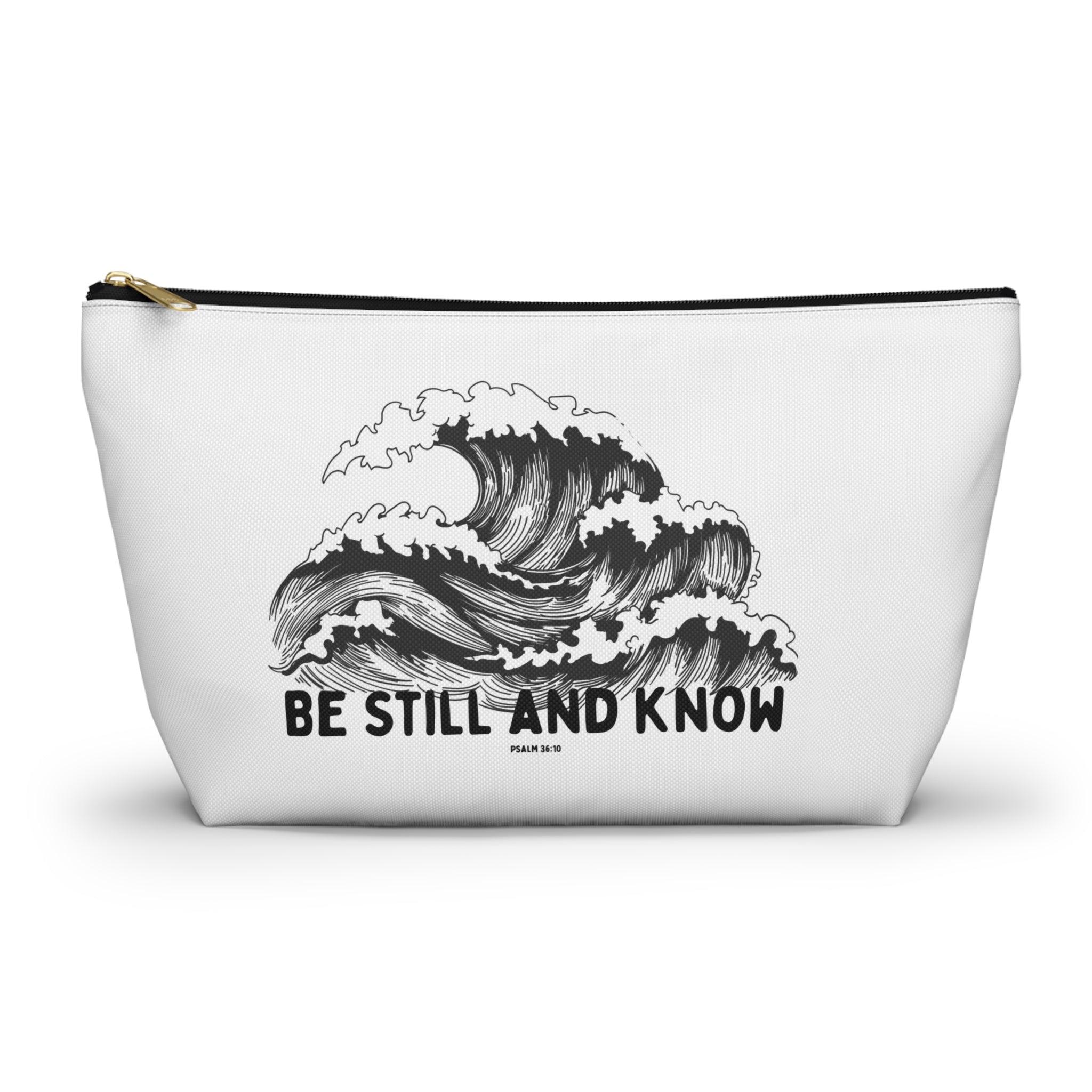 Be Still and Know Accessory Pouch — Japanese Wave Art (Psalm 46:10)
