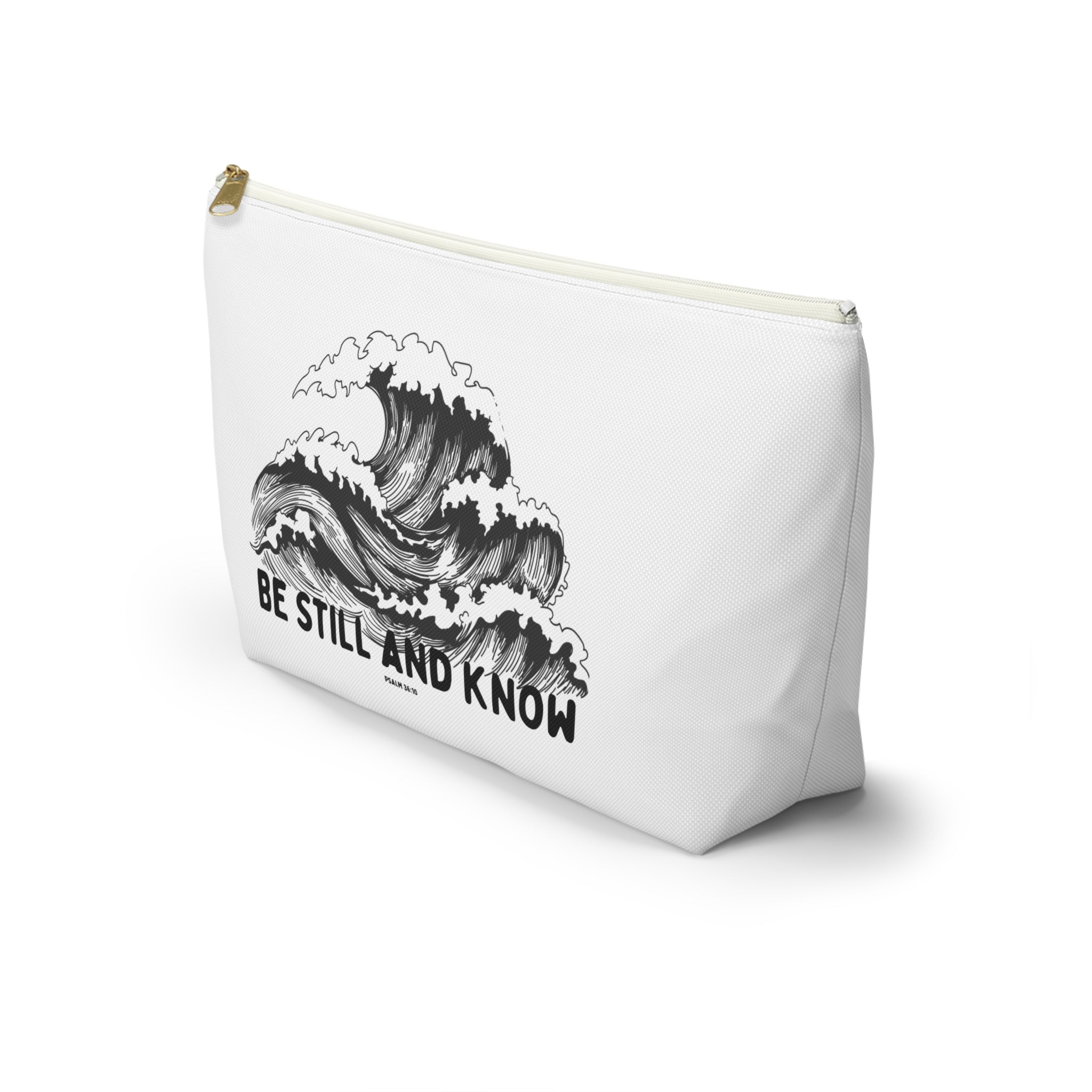 Be Still and Know Accessory Pouch — Japanese Wave Art (Psalm 46:10)