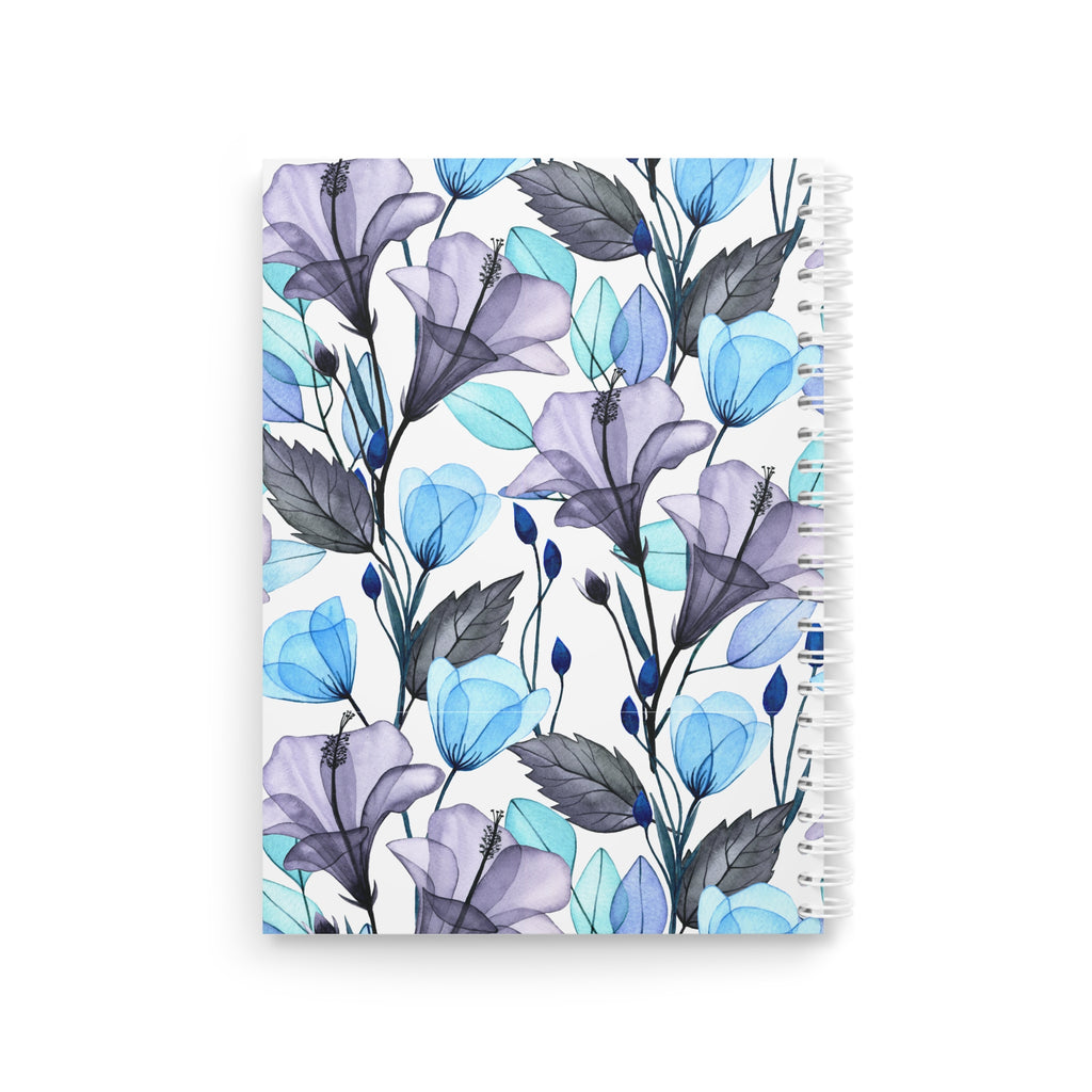 Floral Notes Spiral Notebook — Blue & Lavender Watercolor Bloom Journal