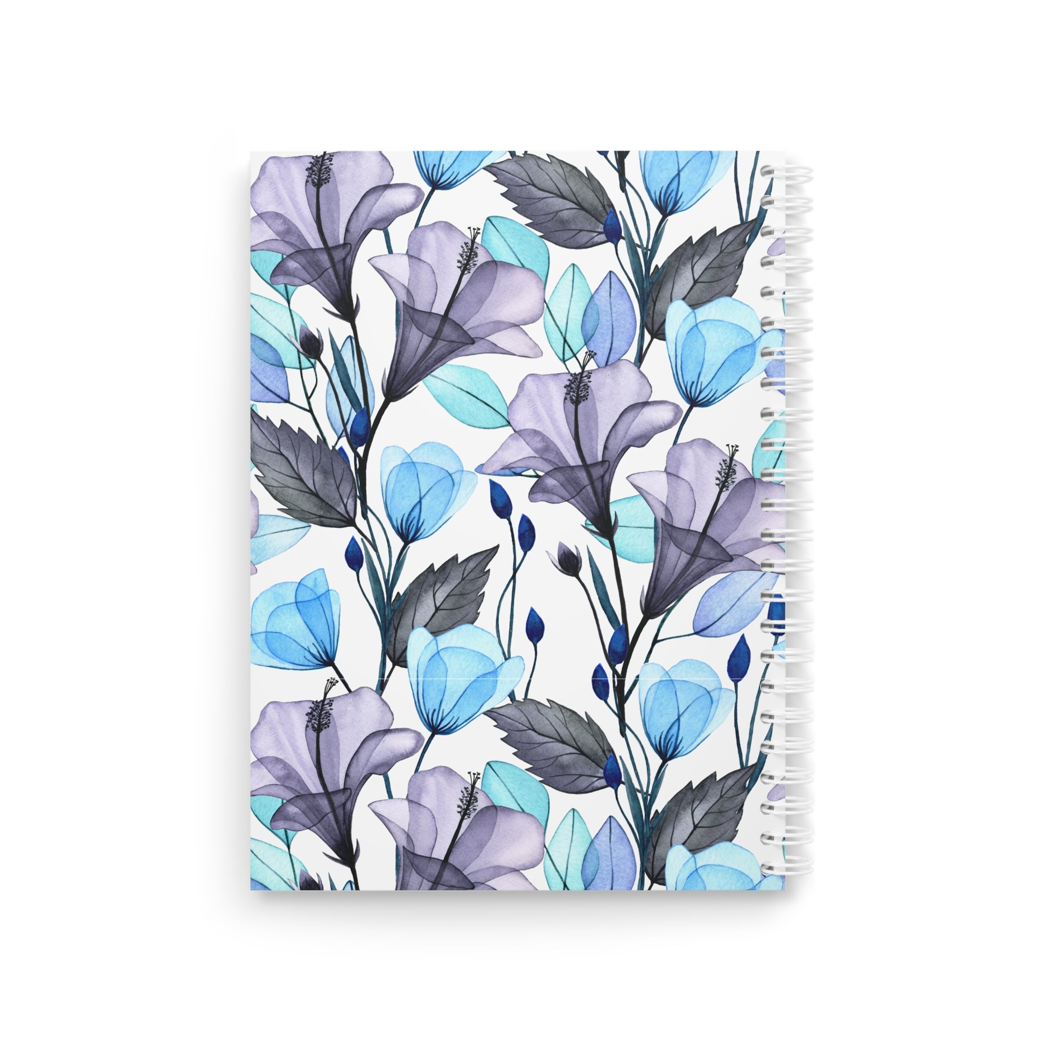 Floral Notes Spiral Notebook — Blue & Lavender Watercolor Bloom Journal