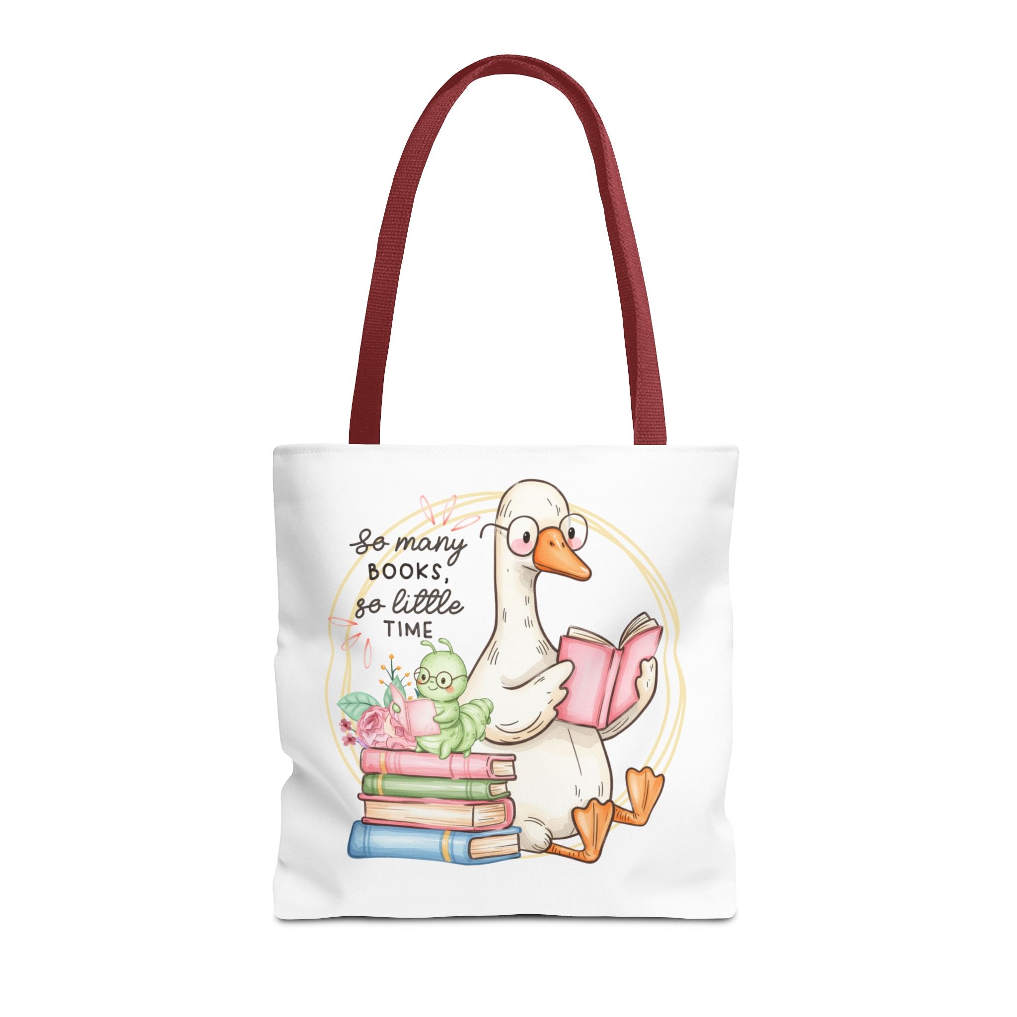 Reading Goose Tote Bag — "So Many Books, So Little Time" Cute Booklover Carryall