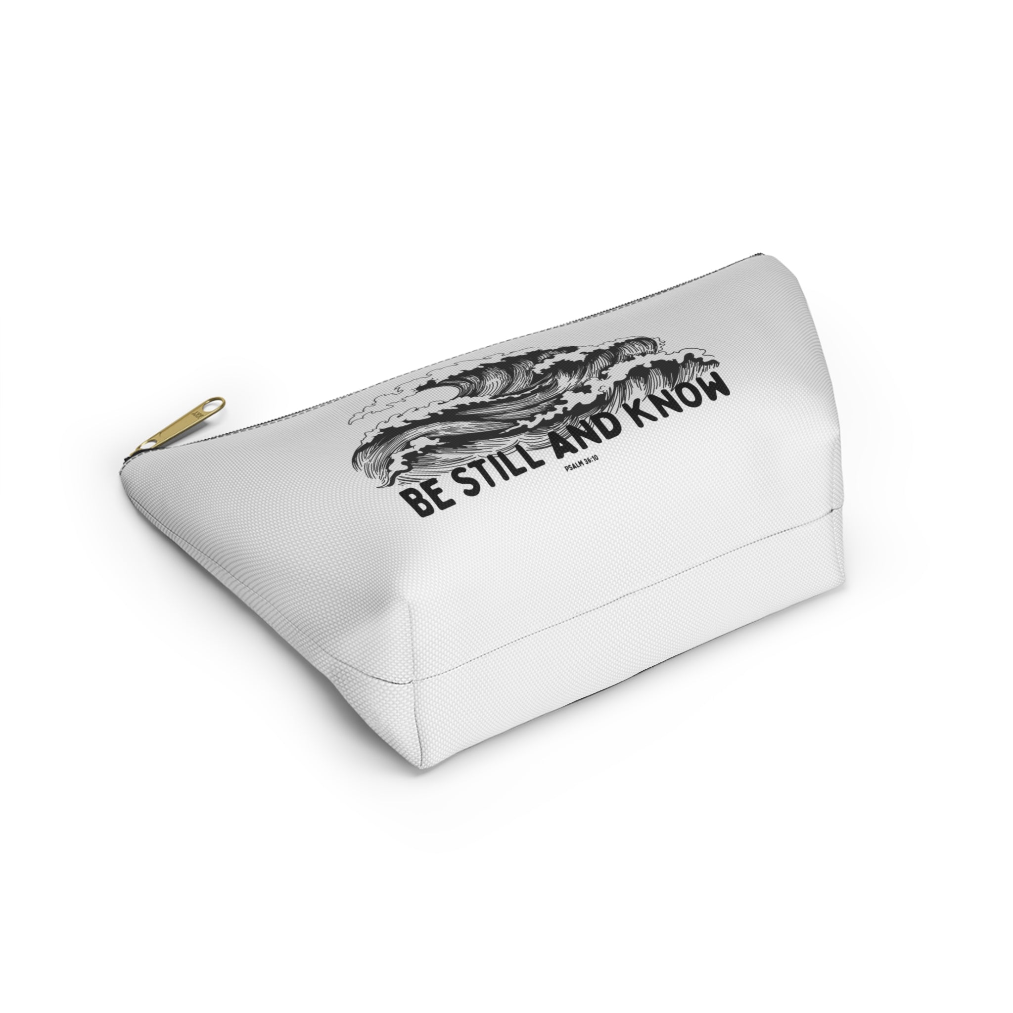 Be Still and Know Accessory Pouch — Japanese Wave Art (Psalm 46:10)
