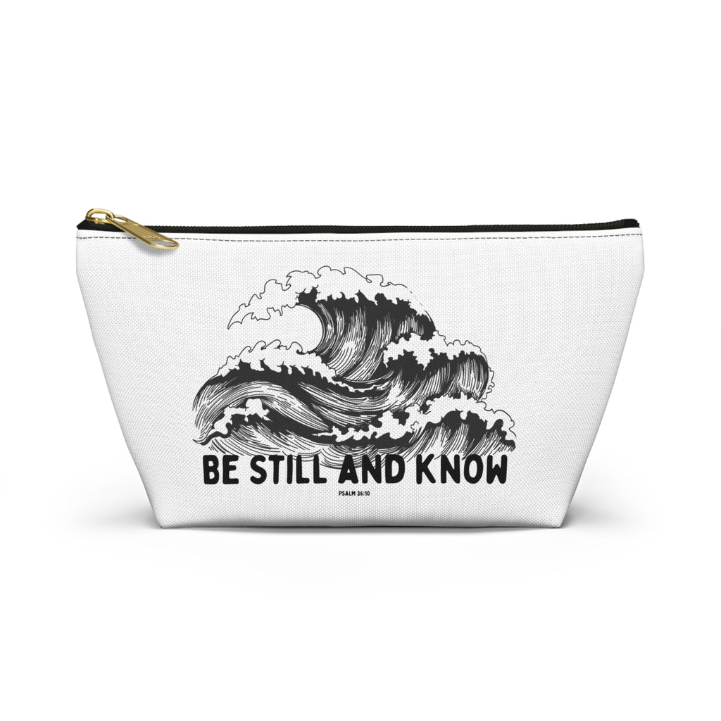 Be Still and Know Accessory Pouch — Japanese Wave Art (Psalm 46:10)
