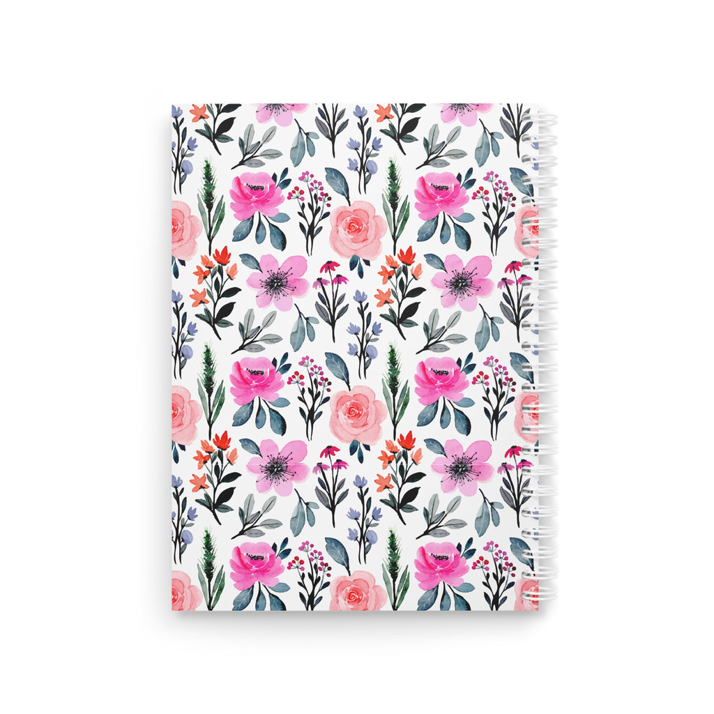 Floral Notes Spiral Notebook — Pink Watercolor Flowers Journal