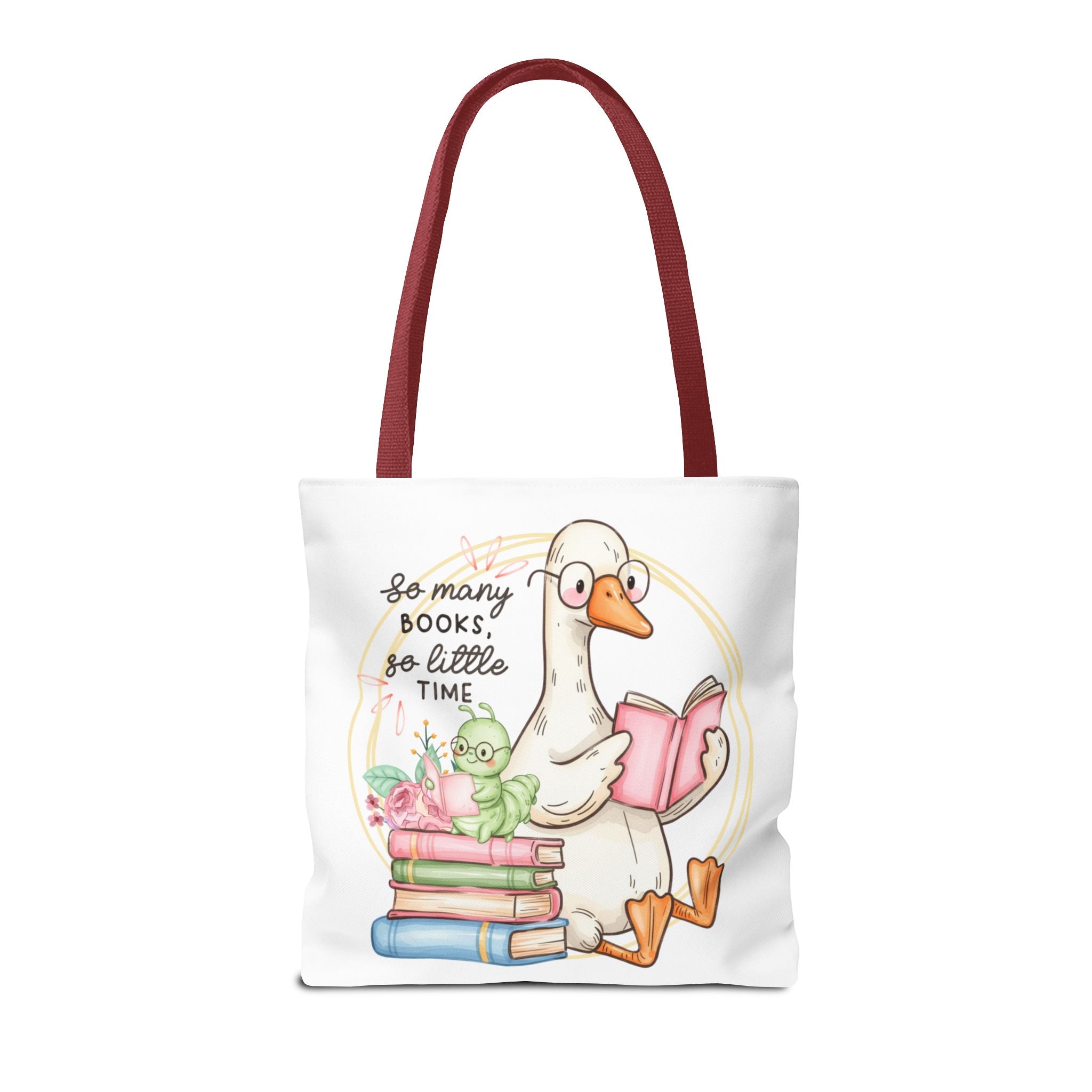 Reading Goose Tote Bag — "So Many Books, So Little Time" Cute Booklover Carryall