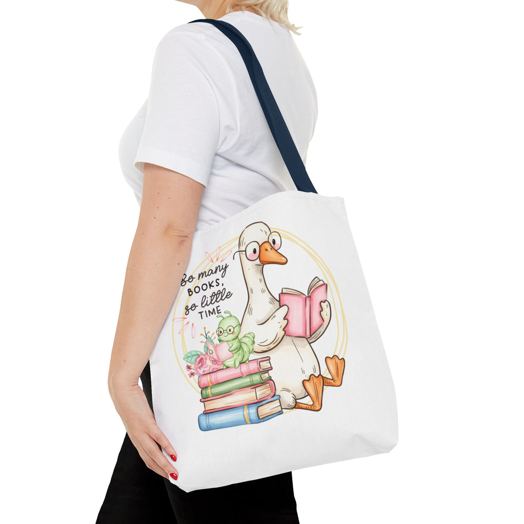 Reading Goose Tote Bag — "So Many Books, So Little Time" Cute Booklover Carryall