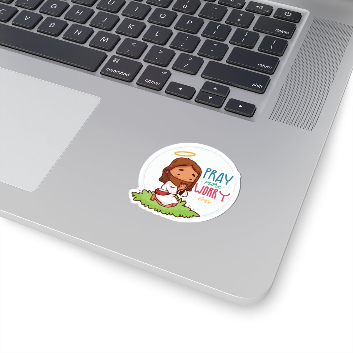 Pray More Worry Less Sticker — Cute Jesus Faith Vinyl Sticker (Kiss-Cut)