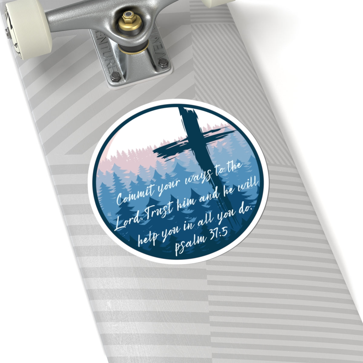 Psalm 37:5 Cross Kiss-Cut Sticker — Christian Faith Inspirational Vinyl Sticker