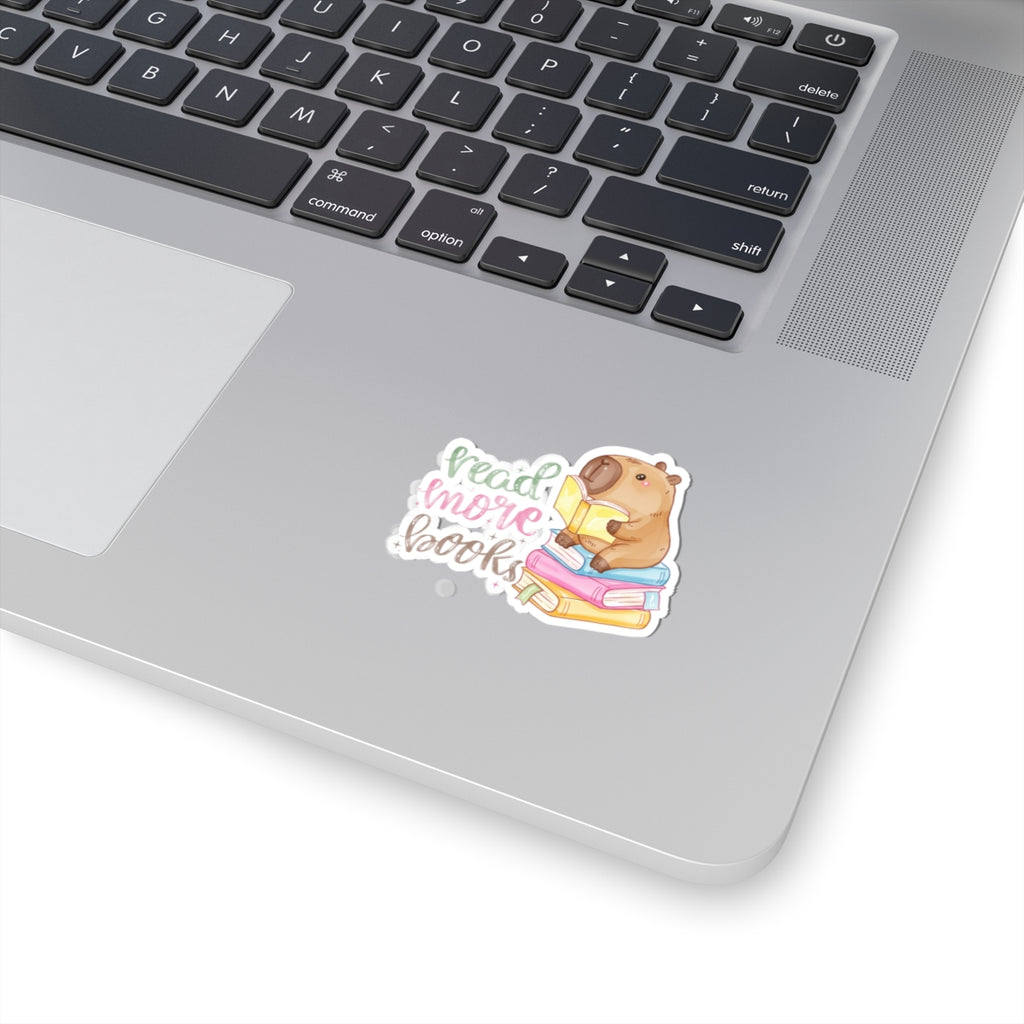 Read More Books Bear Sticker — Cute Bookworm Laptop Kiss-Cut Sticker