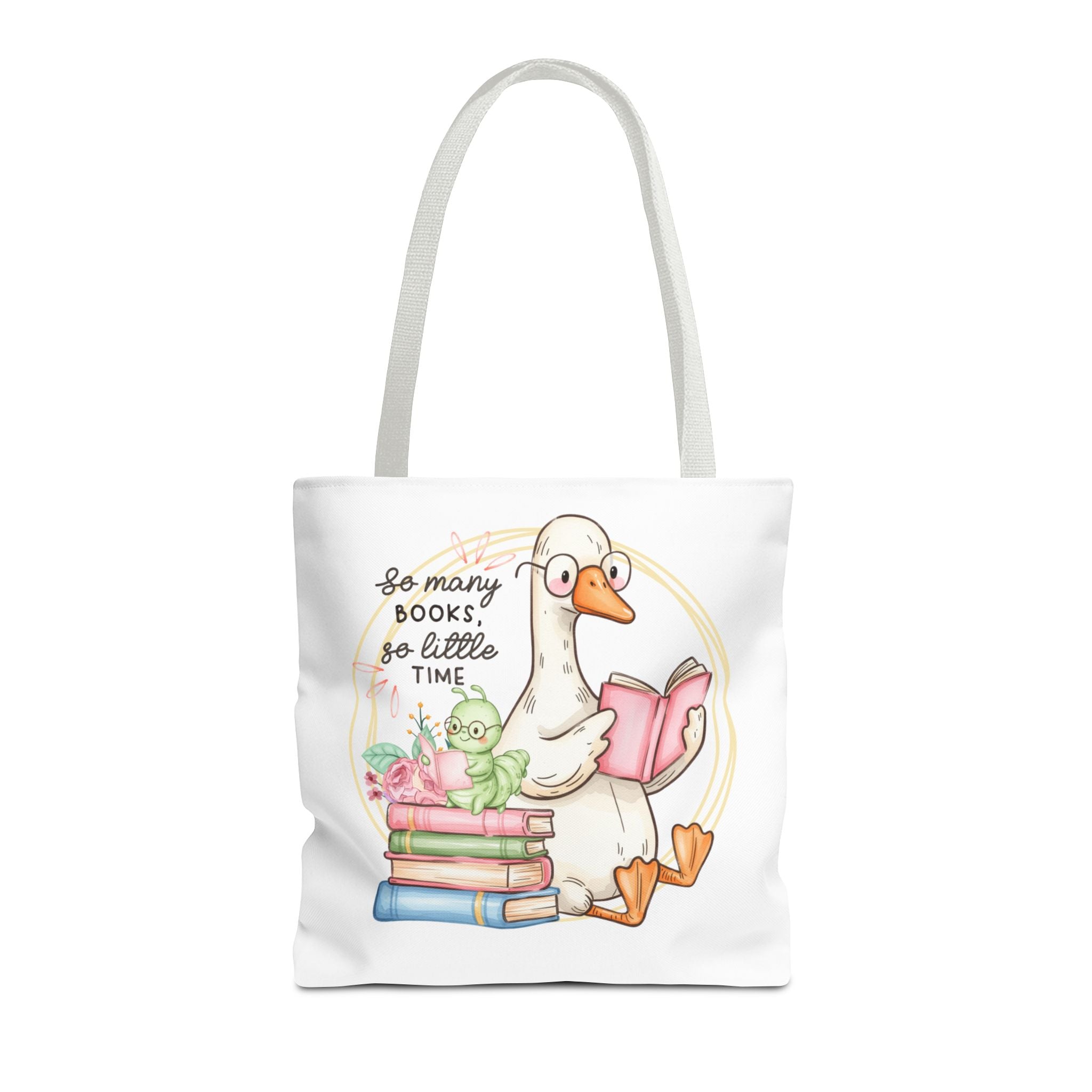Reading Goose Tote Bag — "So Many Books, So Little Time" Cute Booklover Carryall